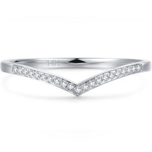 14K Solid white Gold Moissanite 2mm SIZE 7